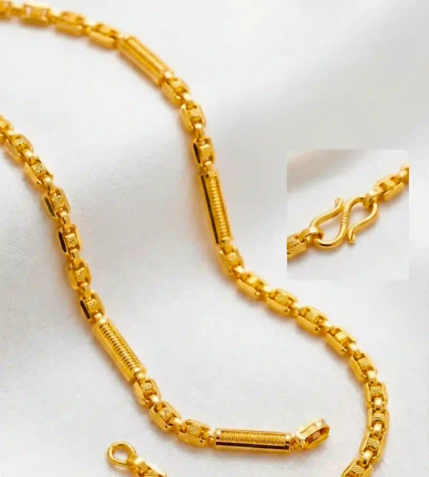 1000358569 cylindrical bamboo link necklace featuring textured barrels - Image 1