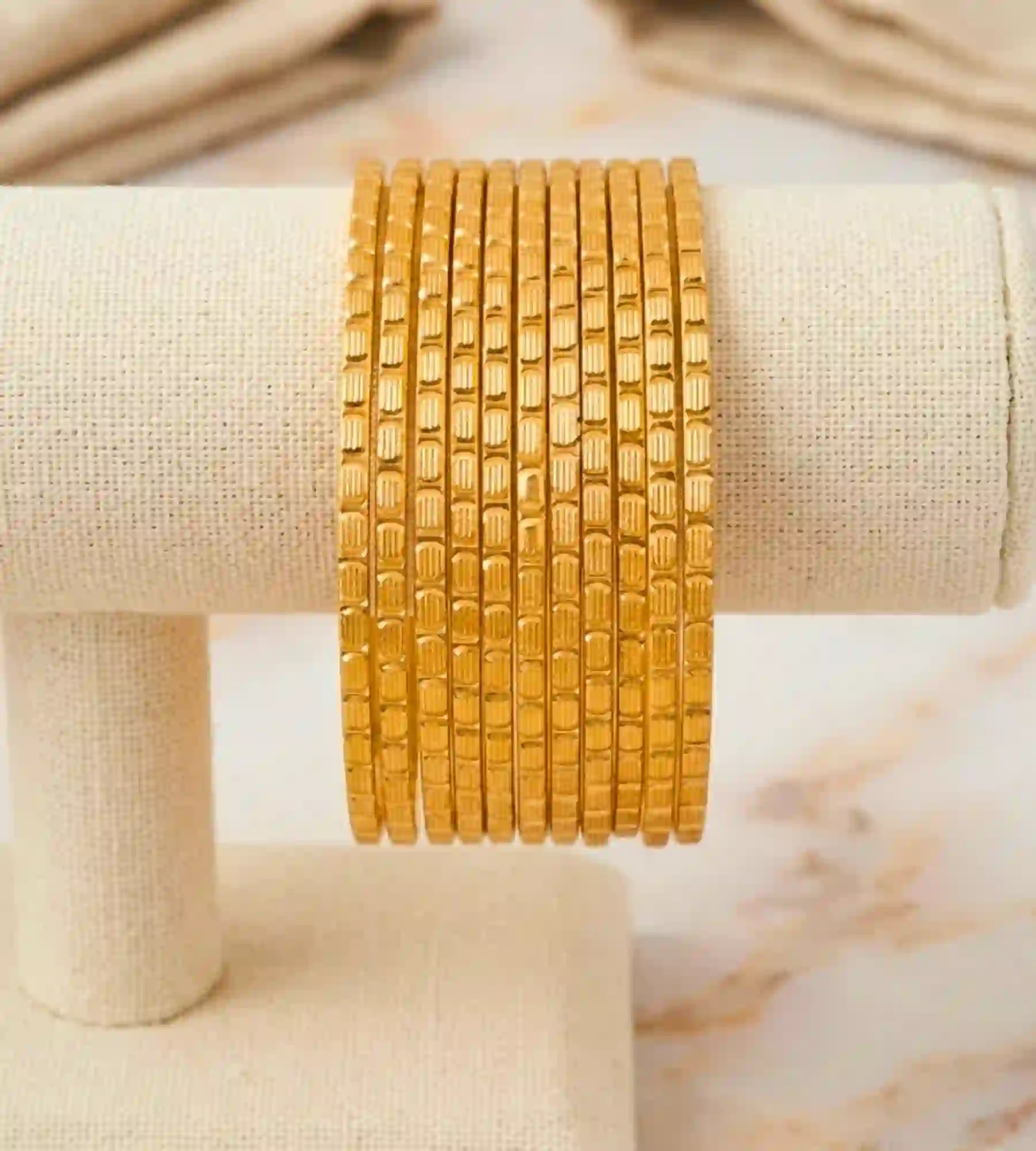 1000359903 Gold plated bangles (set of 12) - Image 1