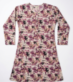 kurti featuring a round neckline with a small button placket and an abstract multi-tone print - Image 3