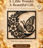 Moon, flowers, and butterfly silhouette Metal With 1.6mm thickness 16×16cm - Image 2