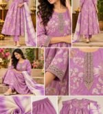lavender/purple floral printed Anarkali kurta set - Image 5